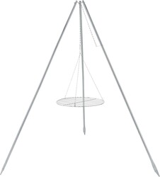 Coleman Tripod Campfire Grill & Lantern Hanger, Grill Grate with Adjustable Height for Cooking Over Fire, Steel Firepit Cooking Rack