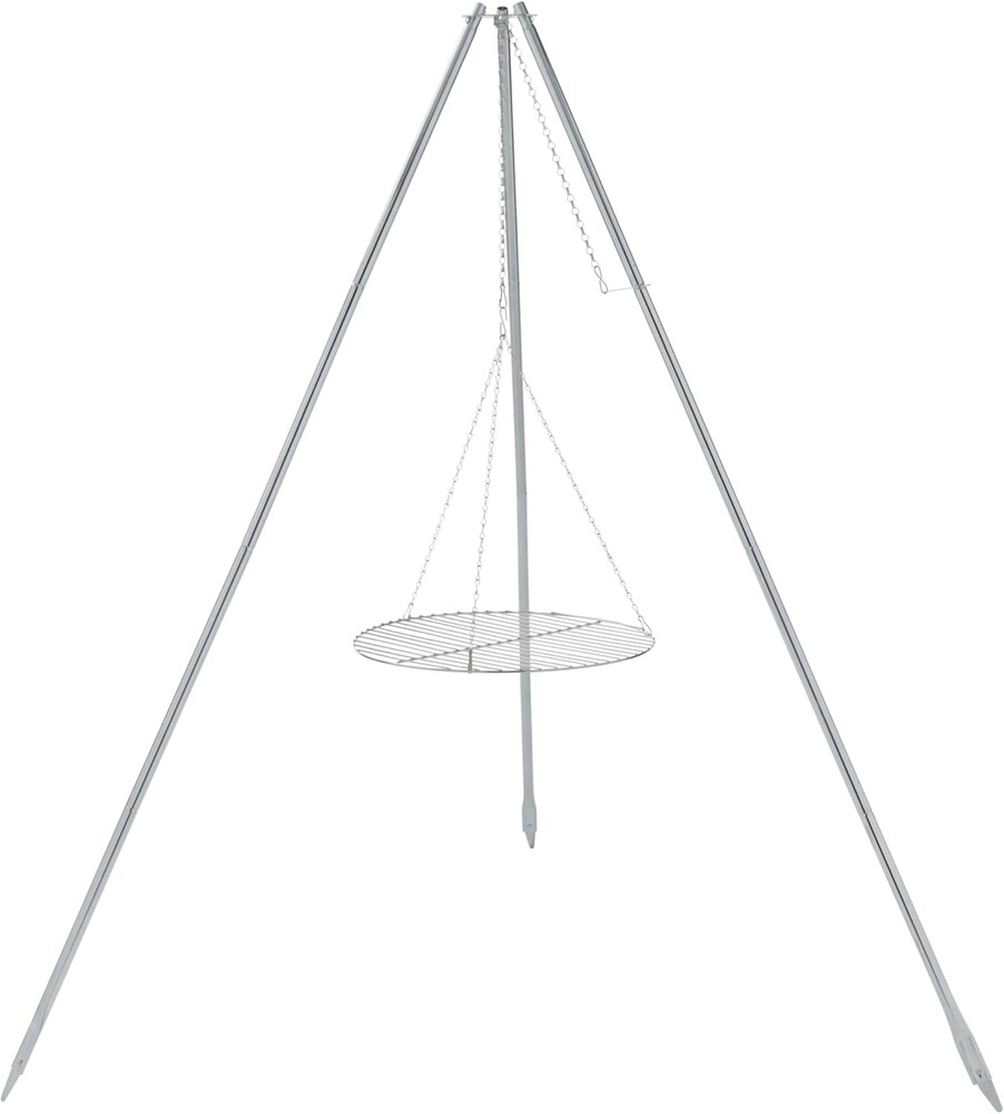 Coleman Tripod Campfire Grill & Lantern Hanger, Grill Grate with Adjustable Height for Cooking Over Fire, Steel Firepit Cooking Rack