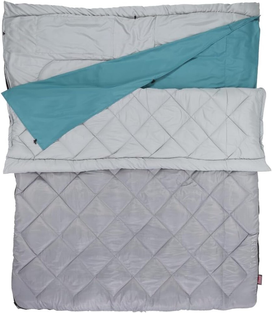 Coleman 45°F Double Sleeping Bag, XL Tandem Sleep Sack with Big & Tall Design, Zips Apart into 2 Sleeping Bags, Machine Washable