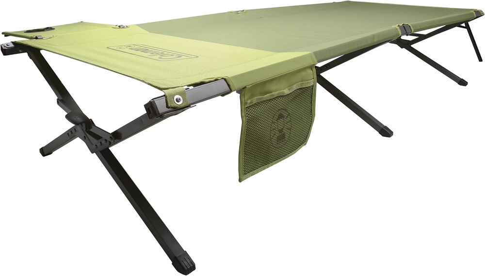 Coleman Trailhead Easy-Step Folding Cot with Foot Lock, Camping Cot with Removable Side Table & Pocket, Supports up to 300lbs, Great for Camping, Lounging, Elevated Sleeping, Guests, & More