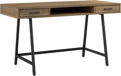 Bush Home Steele 54W Writing Desk with Storage in Reclaimed Pine | Large Wooden Computer Table for Home Office Workspace