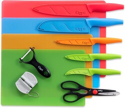 Ozeri Elite Chef 17-Piece Stainless Steel Knife & Cutting Mat Set, in Color