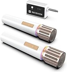 Wireless Microphones, Microphone with One-to-One Chip Connection, Controllable LED Lights, 40H Duration, 200FT Range Free Sing, Volume Control Microphone for Singing, Speech, Home Party, Youtube