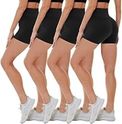 CAMPSNAIL 4 Pack Biker Shorts for Women High Waist - 5"/8" Tummy Control Soft Athletic Yoga Workout Running Gym Shorts