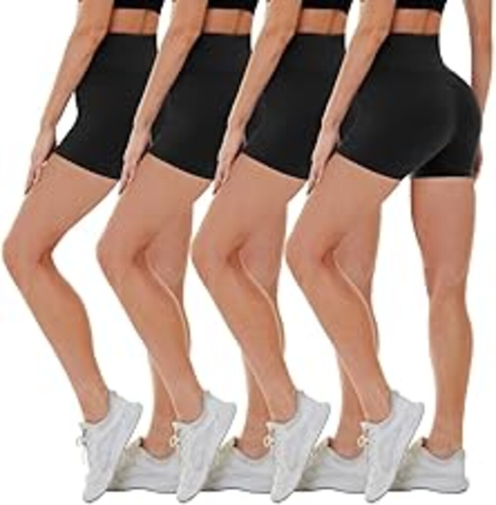 CAMPSNAIL 4 Pack Biker Shorts for Women High Waist - 5"/8" Tummy Control Soft Athletic Yoga Workout Running Gym Shorts