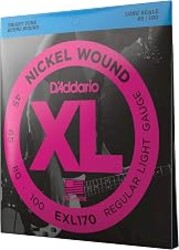 D'Addario Electric Bass Guitar Strings, XL Nickel, EXL170, Regular Light Gauge 45-100, 4-String Set, Pack of 1