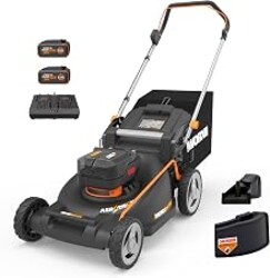 WORX Nitro Cordless Lawn Mower, 21" Electric Mower for 1/2 Acre, Brushless Push Lawn Mower with 7-Position Height Adjustment, 2 × 5.0 Ah Batteries & Charger Included, WG752
