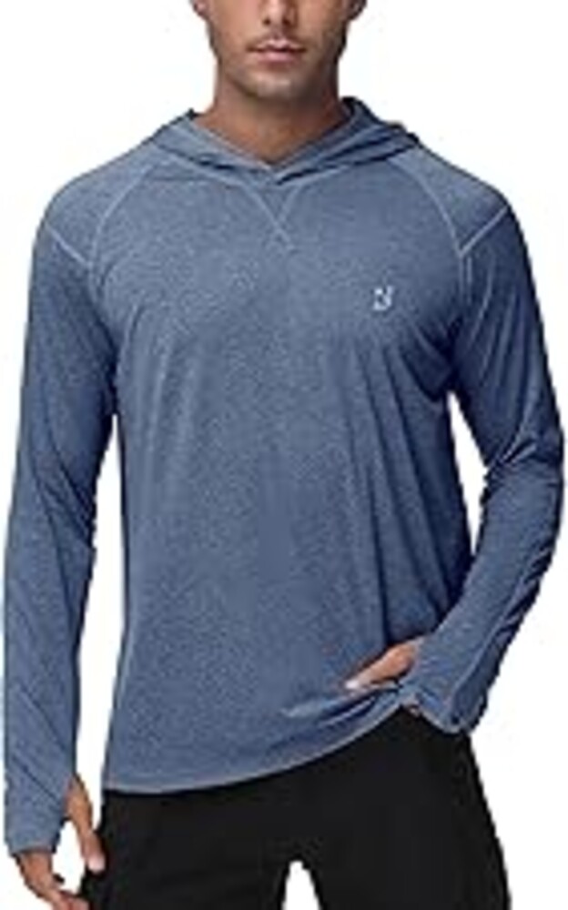 Roadbox Mens UPF 50+ Fishing Shirts, Long Sleeve UV Sun Hoodie, Hiking Running Swim Athletic Workout Shirt