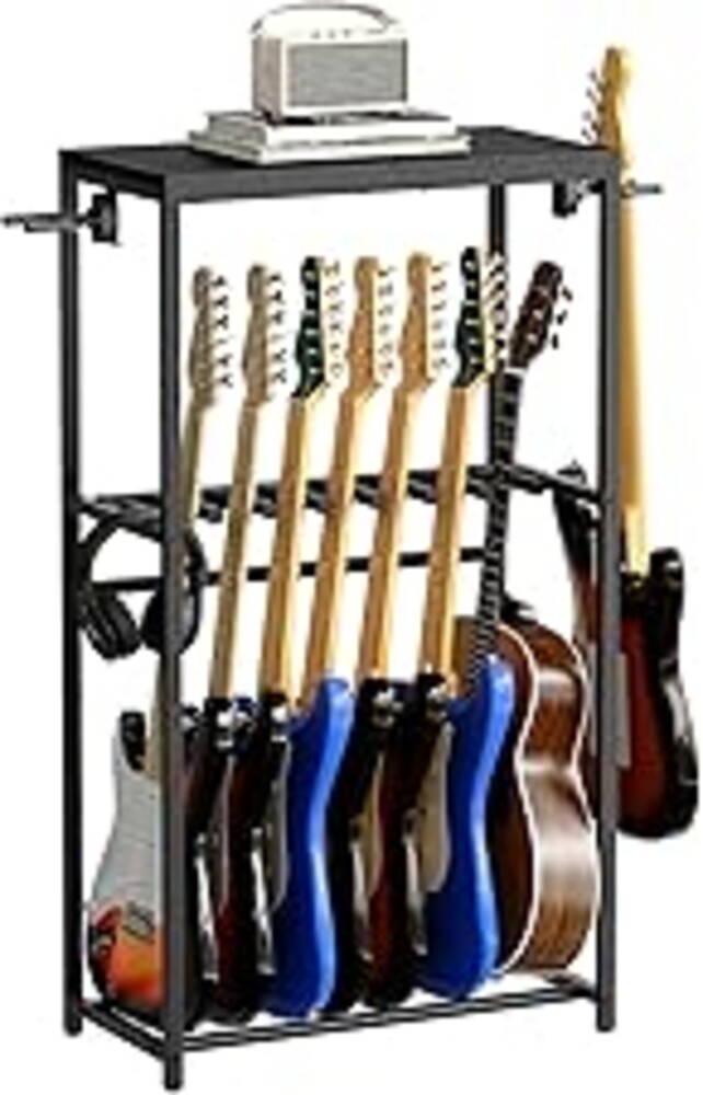 MAHANCRIS Guitar Stand, Guitar Rack for Acoustic Holder, Electric Guitar, Bass, Multiple Guitar Rack Holder for Guitars, Guitar Amp Accessories, for Home Music Studio, Black GSHB6701