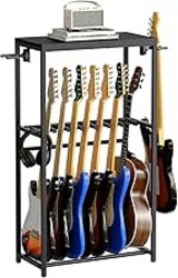 MAHANCRIS Guitar Stand, Guitar Rack for Acoustic Holder, Electric Guitar, Bass, Multiple Guitar Rack Holder for Guitars, Guitar Amp Accessories, for Home Music Studio, Black GSHB6701