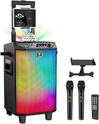 TONOR Wireless Karaoke Machine for Adults, PA System Portable Bluetooth Singing Speaker with 100ft Dual Wireless Microphones Microfono, Disco Ball for Home Karaoke, Party, Class and Church K20