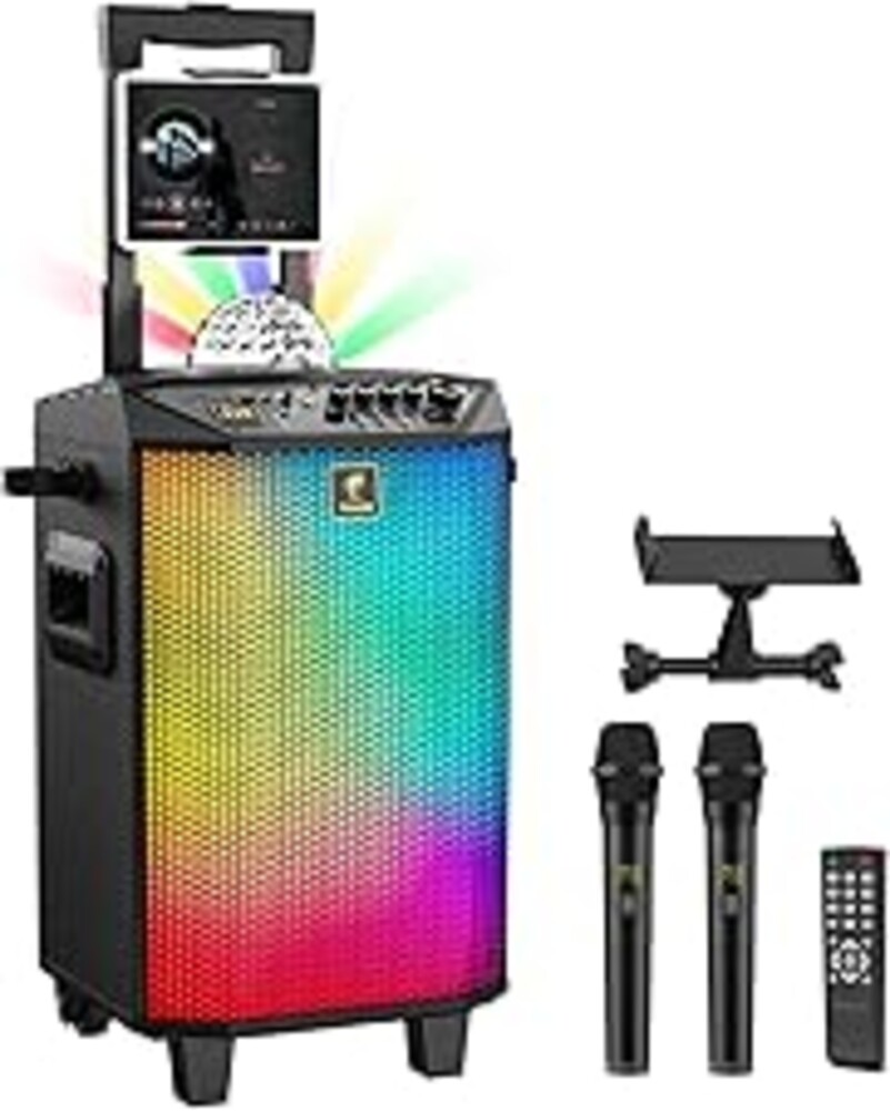 TONOR Wireless Karaoke Machine for Adults, PA System Portable Bluetooth Singing Speaker with 100ft Dual Wireless Microphones Microfono, Disco Ball for Home Karaoke, Party, Class and Church K20