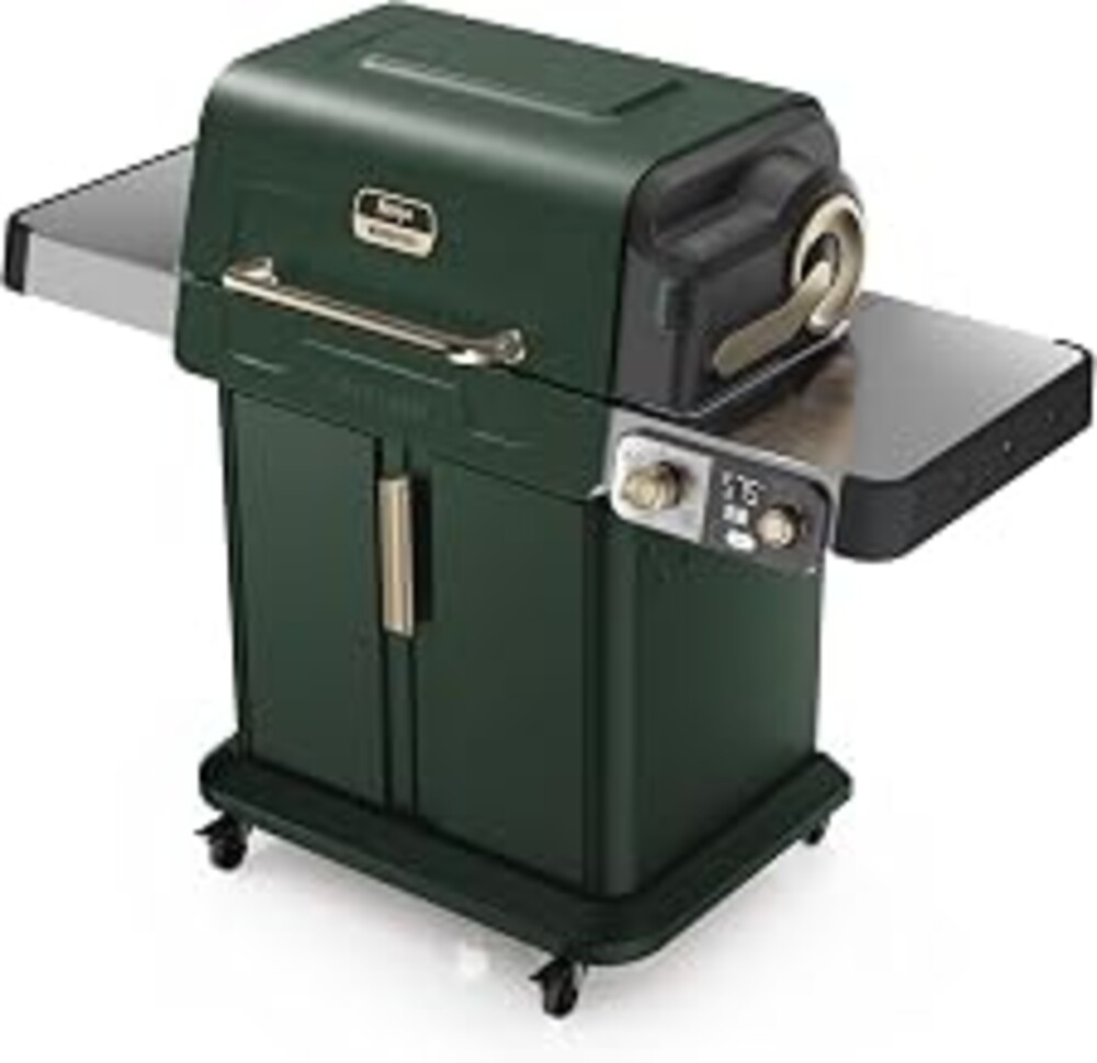 Ninja FlexFlame Grill and Smoker | Electric and Propane Grill, Roaster, BBQ Grill | 5-in-1 Cooking System | 3 Burner | Digital Control | Outdoor Cooking, Griddle, Pizza Maker | Green | PG301GN