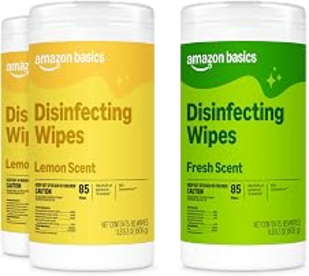 Amazon Basics Disinfecting Wipes, Lemon & Fresh Scent, Sanitizes, Cleans, Disinfects & Deodorizes, 255 Count (3 Packs of 85), Packaging May Vary