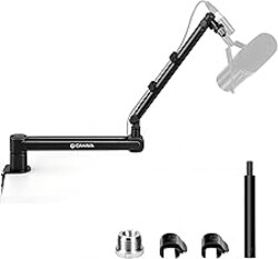 CAHAYA Desk Mount Mic Arm, Low Profile Boom Stand for Streaming, Black | Supports Mics Up to 5.5lb for Podcasting Recording Meetings Compatible with Shure SM7B, BlueYeti, FIFINE, HyperX QuadCast