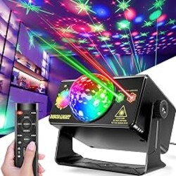 Party Lights DJ Disco Ball & LED Stage Strobe Light with Sound-Activated 10ft USB-C Cable,Remote,Disco Lights for Parties Indoor Use,Birthday,Dance,Clubs,Bar,Living Room,Weddings, Holidays Décor