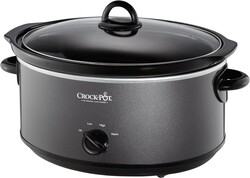 Crock-Pot 7-Quart Manual Slow Cooker, Family Size Serves 8+ People & Fits 6-lb Roast, Removable Stoneware with Warming Setting, Dishwasher Safe for Easy Cleanup, Charcoal