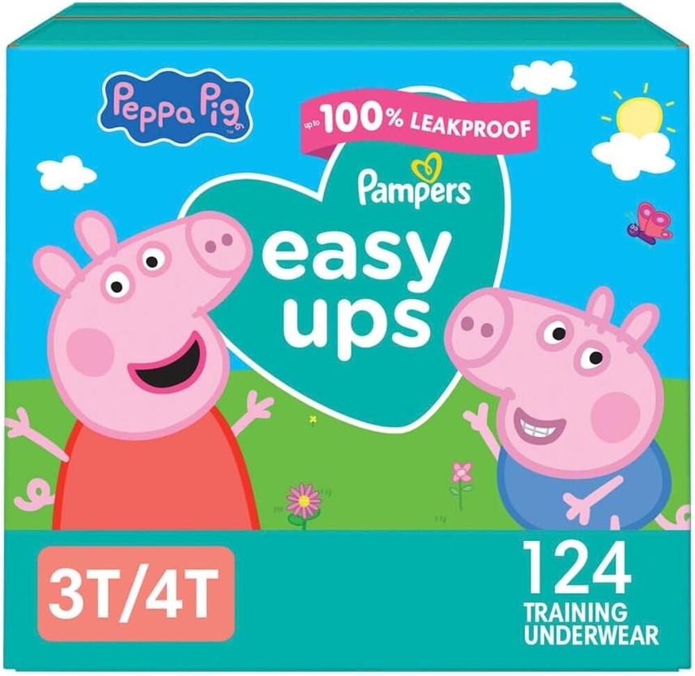 Pampers Easy Ups Training Underwear Peppa Pig Size 5 3T-4T, 124 Count (Packaging May Vary)