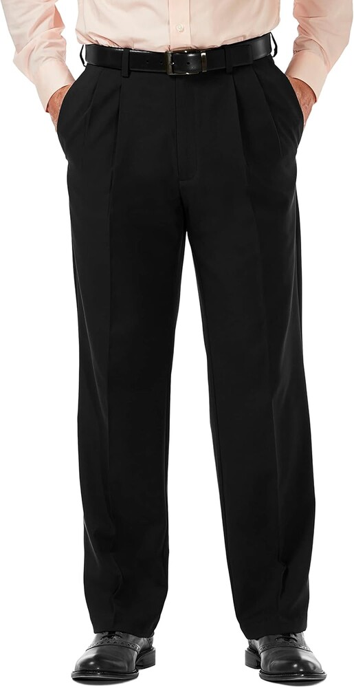 Haggar Men's Cool 18 Pro Classic Fit Pleat Front Hidden Expandable Waist Pant- Regular and Big & Tall Sizes