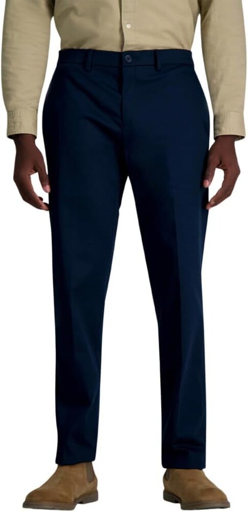 Haggar Men's Wrinkle Free Performance Khaki Straight Fit Flat Front Pant