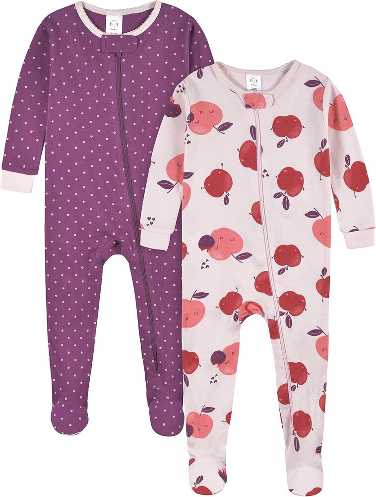 Gerber Baby Girls’ 2-Pack Footed Pajamas