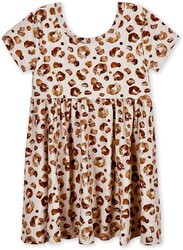 Gerber Baby Girls' Toddler Buttery Soft Short Sleeve Twirl Dress with Viscose Made from Eucalyptus