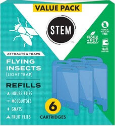 STEM Flying Insect Light Trap Refill Cartridges, Indoor Fruit Fly Trap, Insecticide-Free Pest Control for Home, Attracts and Traps Insects, Official STEM Refills - 6 Count
