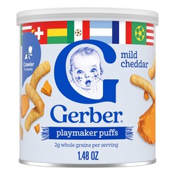 Gerber Stage 3 Baby Food Snacks, Mild Cheddar Lil' Crunchies, Snacks for Babies, Baby Led Feeding, 6-Pack