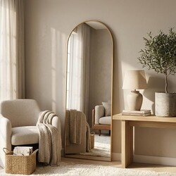 57"x18" Floor Mirror Full Length, Arched Full Length Mirror with Stand, Full Body Mirrors for Bedroom Living Room or Cloakroom Gold