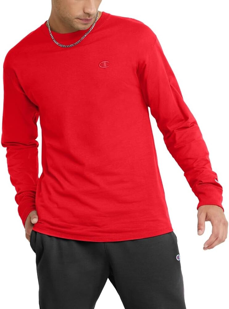 Champion Men's Classic Long Sleeve T-Shirt, Standard Fit, C Logo, Available in Regular and Big & Tall