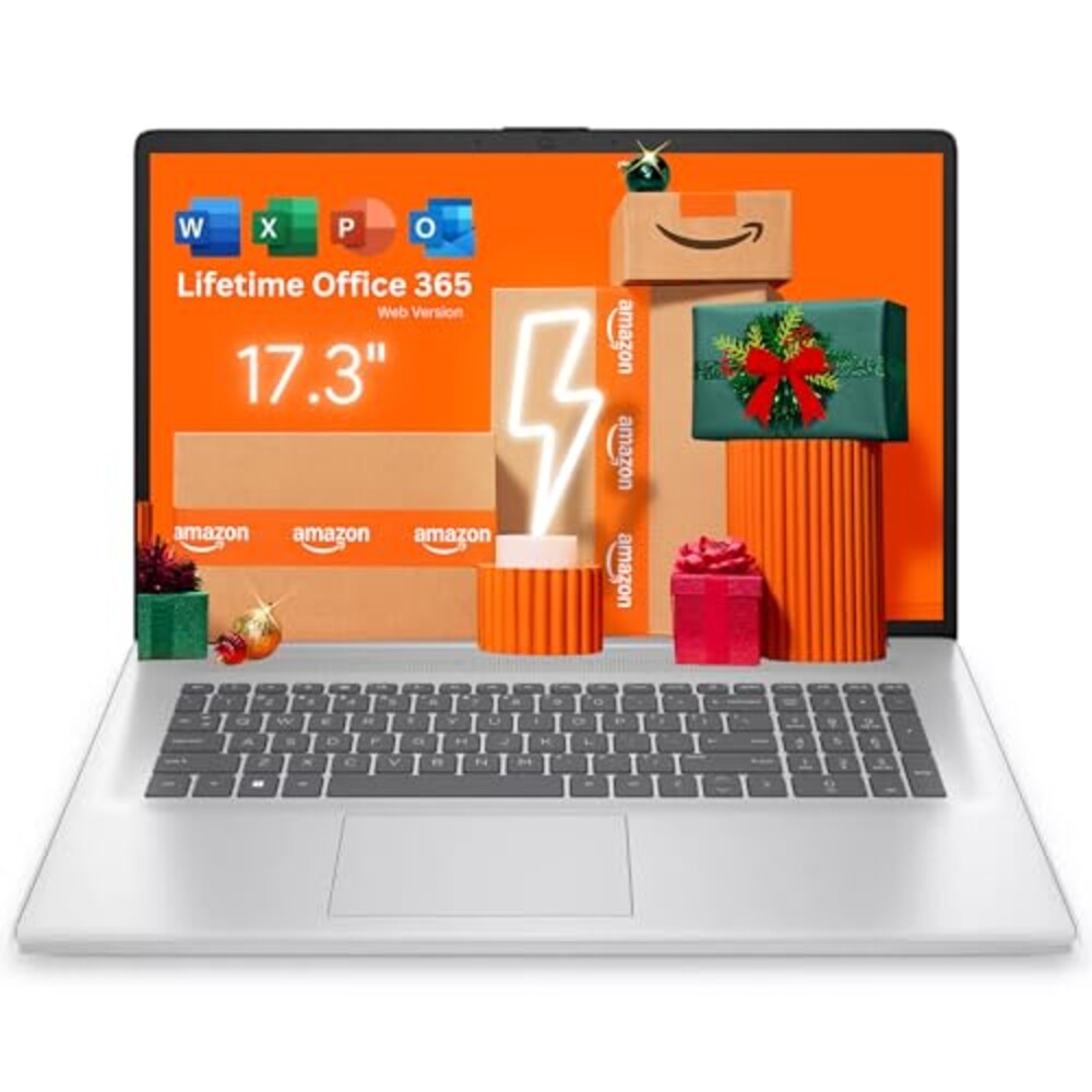 HP 17.3 inch Laptop with Office 365 for The Web, Intel 13th 8 Cores i3 CPU (Beat 11th i5), 16GB RAM, 256GB SSD Storage, 10 Key Number Pad, Windows 11, No Mouse