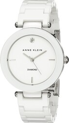 Anne Klein Women's Black Ceramic Bracelet Watch with Diamond Accent