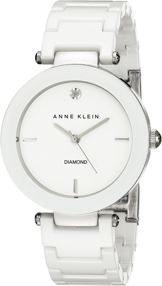 Anne Klein Women's Black Ceramic Bracelet Watch with Diamond Accent