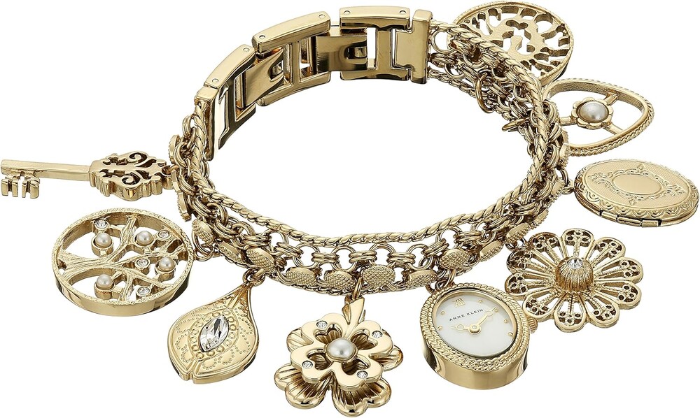Anne Klein Women's Premium Crystal Accented Charm Bracelet Watch