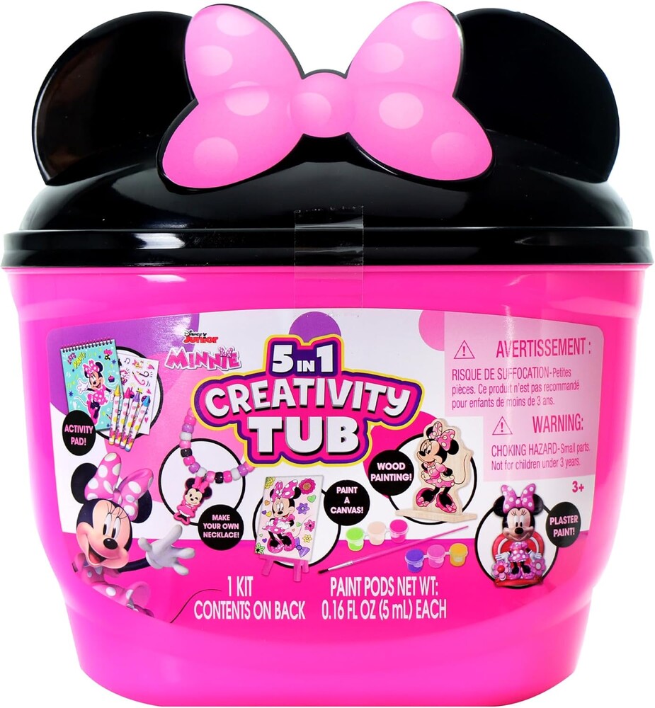 Disney Junior Minnie Mouse 5 in 1 Creativity Tub, 50-Piece Paint and Color Preschool Arts and Crafts Activity Set