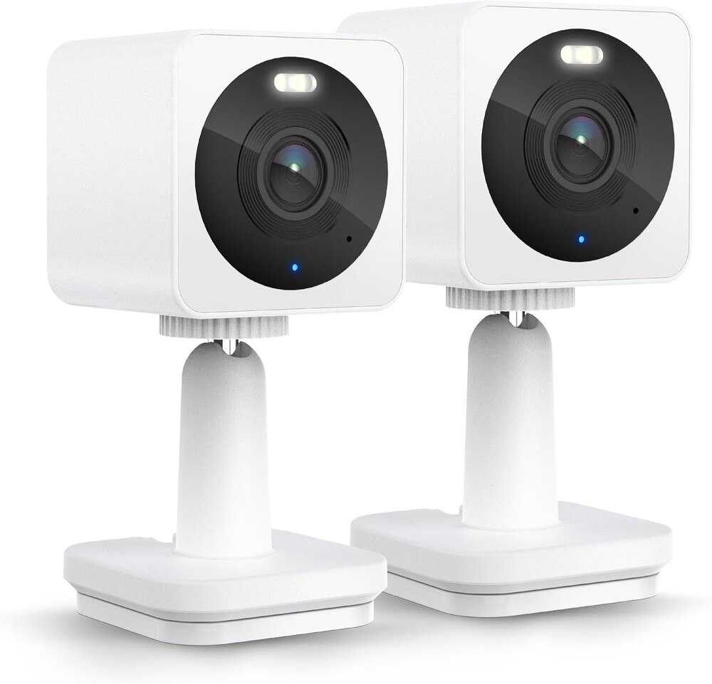 WYZE Cam OG Indoor/Outdoor 1080p Wi-Fi Smart Home Security Camera with Color Night Vision, Wired, Motion Detection, 2-Way Audio, Compatible with Alexa & Google, White (2-Pack), Free Expert Setup