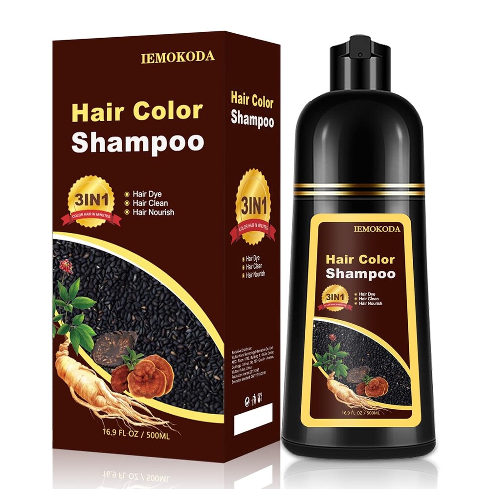 Dark Brown Hair Dye Shampoo 3 in 1 for Gray Hair, Long-lasting & Natural Hair Color Shampoo, Herbal Ingredients Natural Shampoo Hair Dye Effect in Minutes, Gifts for Men Women 500ml