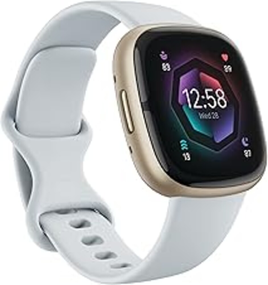 Fitbit Sense 2 Advanced Health and Fitness Smartwatch with Stress and Sleep Tools - 3-Month Google Health Premium Membership Included - ECG App, SpO2, 24/7 Heart Rate, and GPS - Blue Mist/Pale Gold