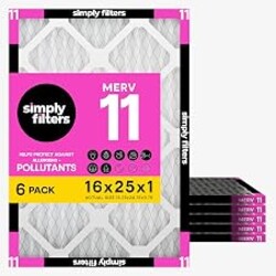 Simply 16x25x1 Air Filter, Merv 11, MPR 1000, 6 Pack, Furnace Air Filter for HVAC (Actual Size: 15.75"x24.75"x0.75") DUST, Pet, & Allergy Control