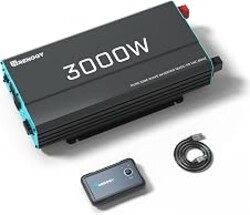 Renogy Inverter P2 3000W Pure Sine Wave Inverter 12V DC to 120V AC Converter for Home, RV, Truck, Camping, Trailer, with Wired Remote Controller, Support Li, AGM, SLD, GEL, FLD Batteries