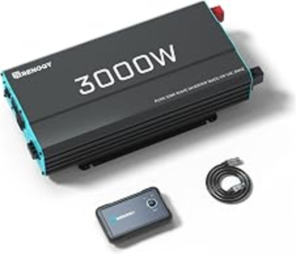 Renogy Inverter P2 3000W Pure Sine Wave Inverter 12V DC to 120V AC Converter for Home, RV, Truck, Camping, Trailer, with Wired Remote Controller, Support Li, AGM, SLD, GEL, FLD Batteries