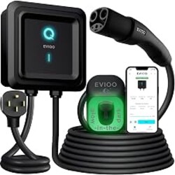 EVIQO NACS Charger for Tesla 40 Amp 240V Plug-in Level 2 EV Charger w NEMA 14-50 Plug, Wall EV Charger Level 2, 25ft Cable, WiFi (2.4 GHz) Smart App Weatherproof Outdoor (IP66,NEMA 4) UL ETL Certified
