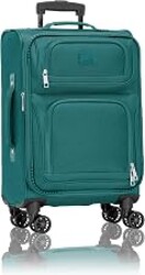 U.S. Traveler Rio Lightweight Softside Rolling Carry-on Suitcase, 4-Wheel Single, Teal