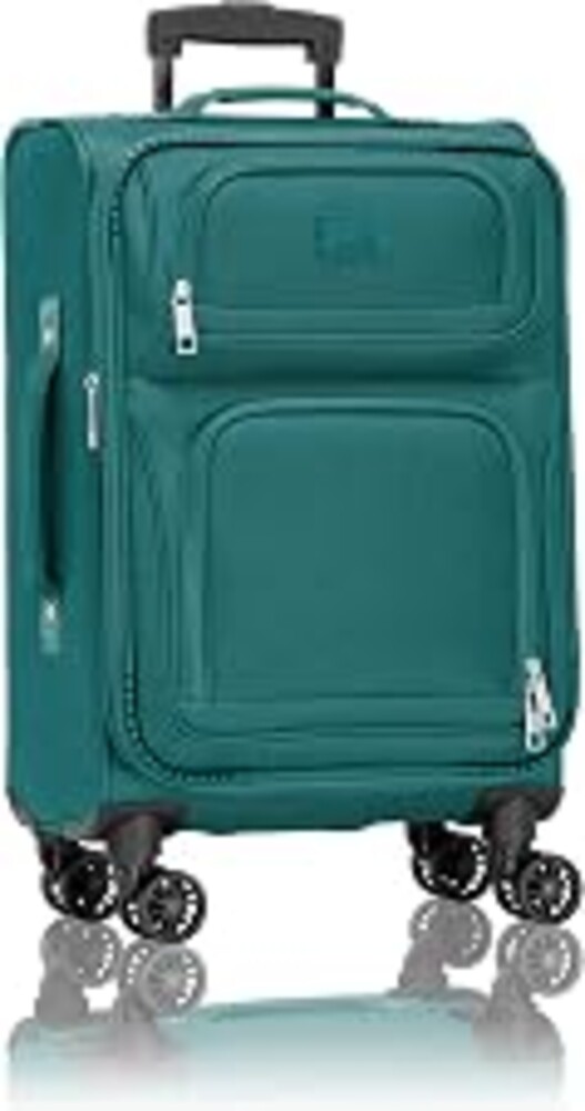 U.S. Traveler Rio Lightweight Softside Rolling Carry-on Suitcase, 4-Wheel Single, Teal