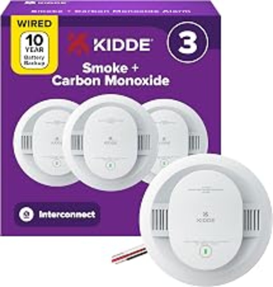 Kidde Smoke and Carbon Monoxide Detector, Hardwired with 10-Year Battery Backup, LED Status Lights, Interconnected, 85 dB Alarm, 5 inches, 30CUA10, 3 Pack