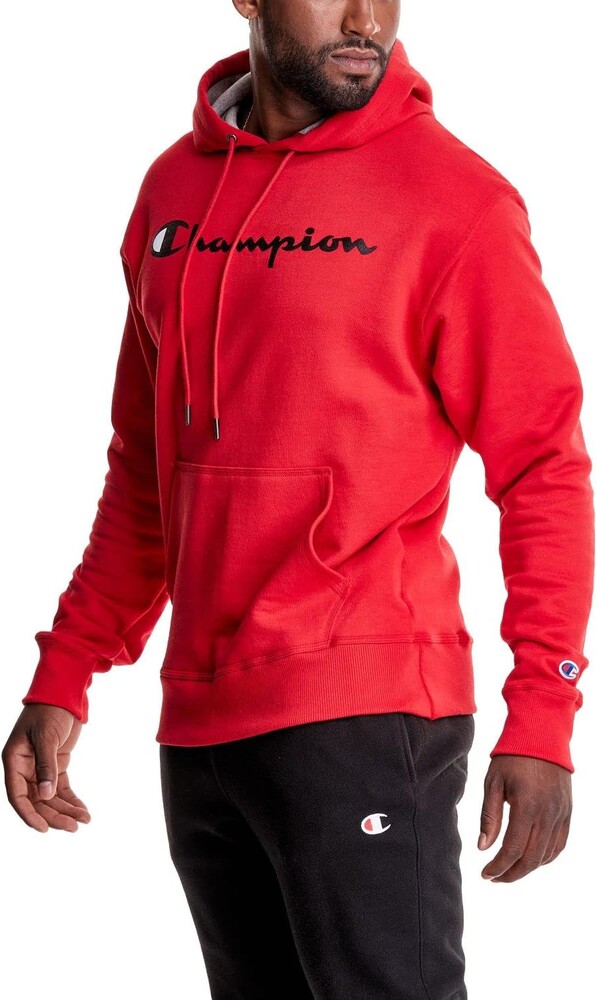 Champion Mens Pullover Graphic Fleece Hoodie, Standard Fit Midweight Fleece Classic Script Logo Available Regular, Big & Tall
