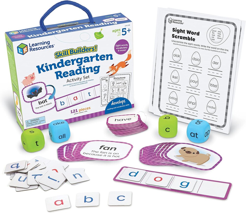 Learning Resources Skill Builders! Kindergarten Reading Activity Set - 122 Pieces, Ages 5+, Back to School Essential Materials, Homeschool Supplies