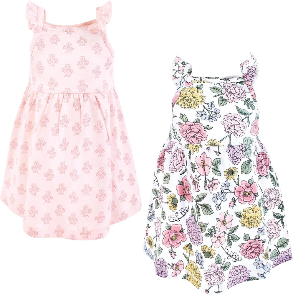 Hudson Baby Infant and Toddler Girls Cotton Dresses, Vintage Blossom, 4T