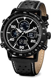 PINDOWS Watch for Men, Waterproof Big Dial Analog Digital Sport Multifunction LED Backlight Fashion Wristwatches, Alarm Stopwatch Calendar