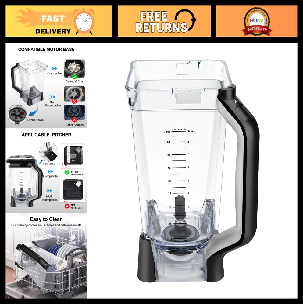 72oz Replacement Pitcher for Ninja Blender - Compatible Parts & Accessories for